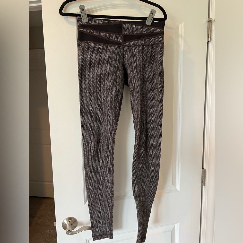Lululemon wunder under leggings rare herringbone chocolate brown heathered